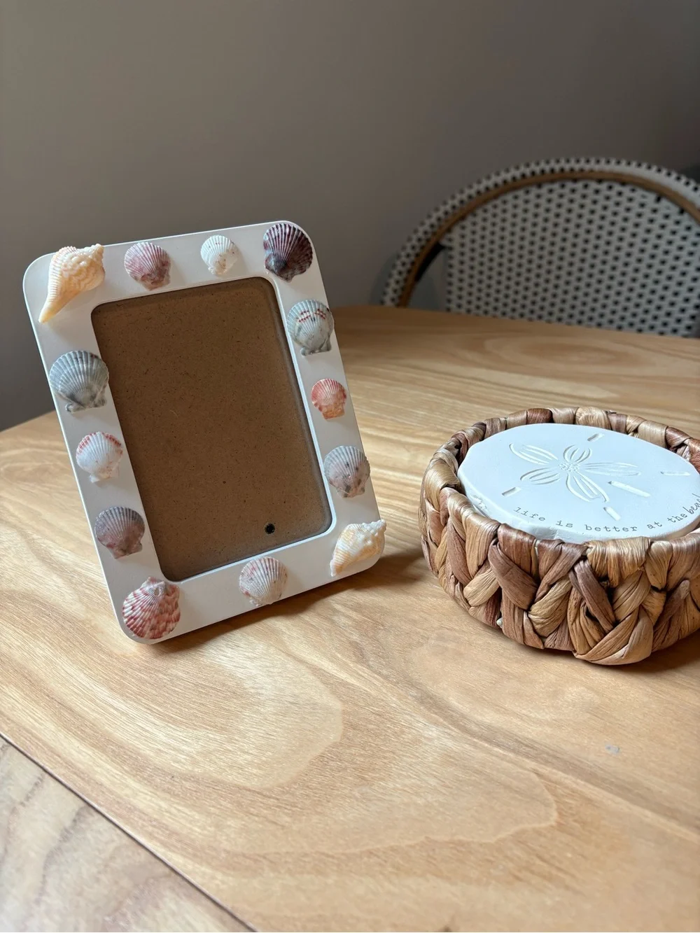 Handmade Seashell Picture Frame (4x6”) - Coastal Beach Cottage Decor